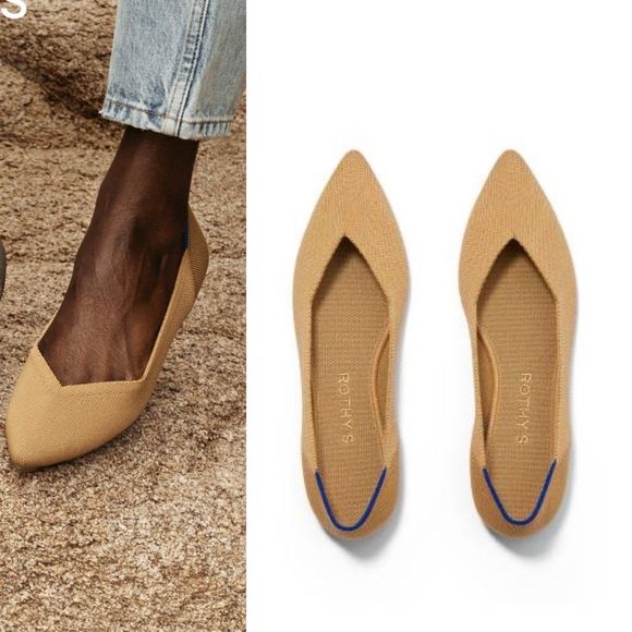 NEW Rothy’s The Point Camel 9 Pointed Toe Slip On Flats Tan Comfortable Flats - Picture 7 of 7